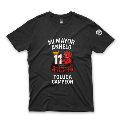 Playera-Tirando Rostro–Mi Mayor Anhelo 11 Toluca Campeón Negro-Caballero