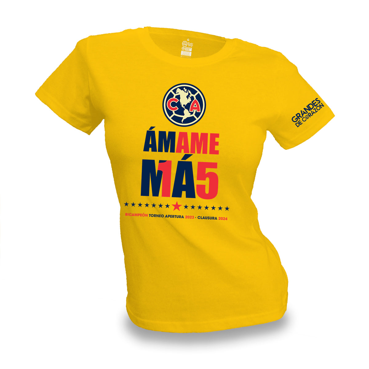 Playera-America-Bicampeon Amarillo-Dama – Tirando Rostro