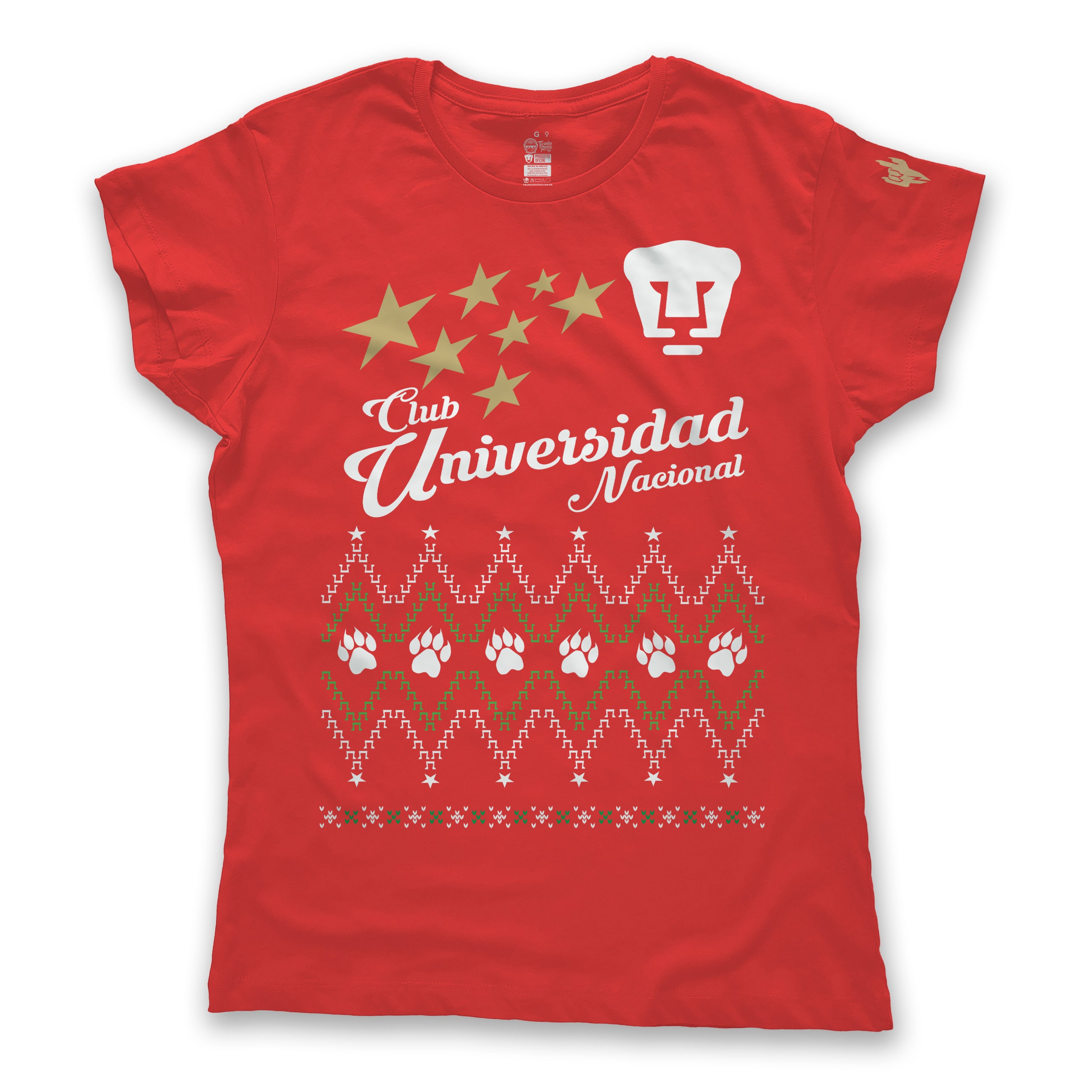 Playera Tipo Ugly Sweater -Pumas-Huellitas Rojo Navideño-Dama – Tirando ...
