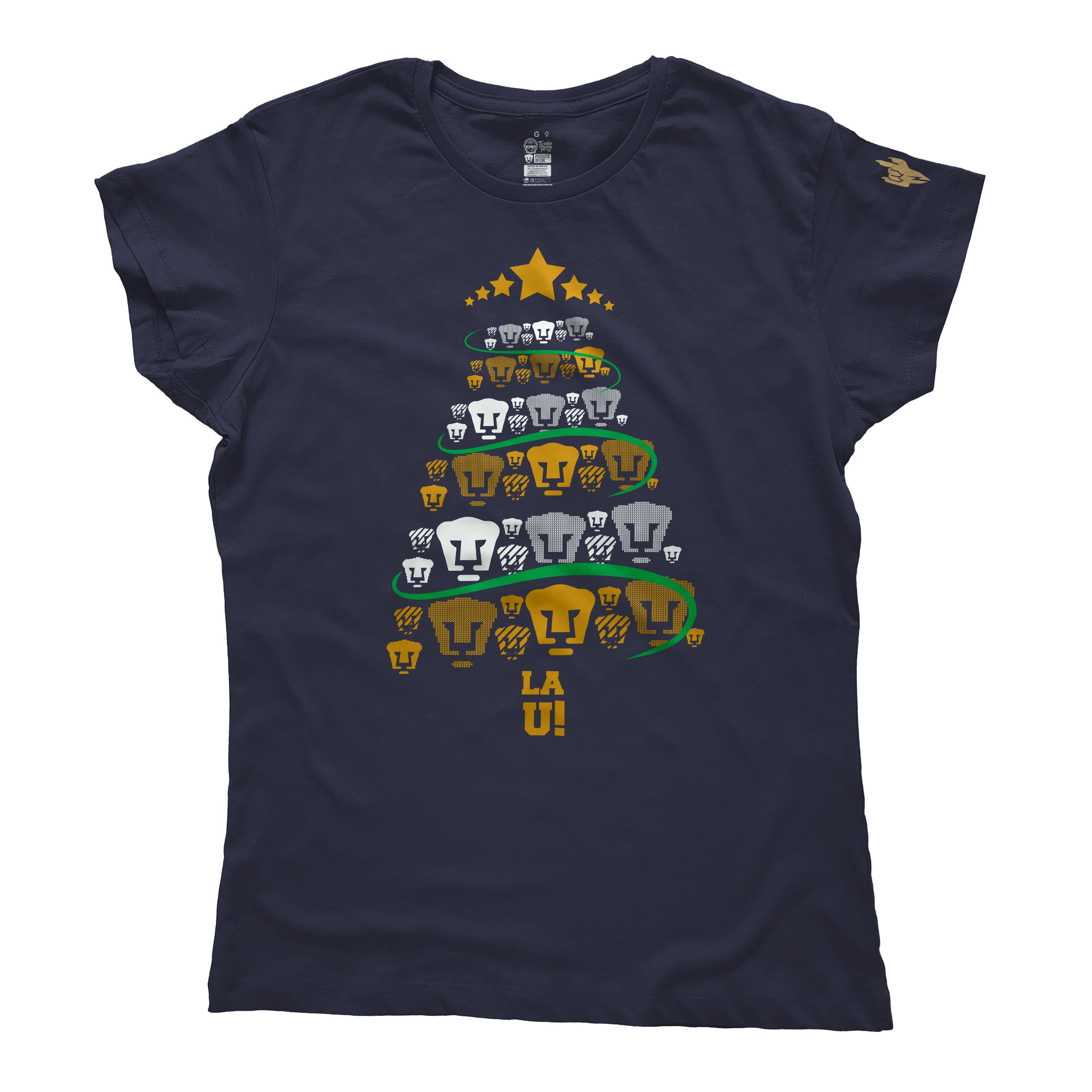 Playera-Pumas-Navidad Golden-Dama – Tirando Rostro