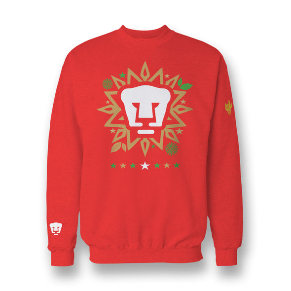 Sudadera Tipo Ugly Sweater-Pumas-Corona Navideña Roja-Unisex