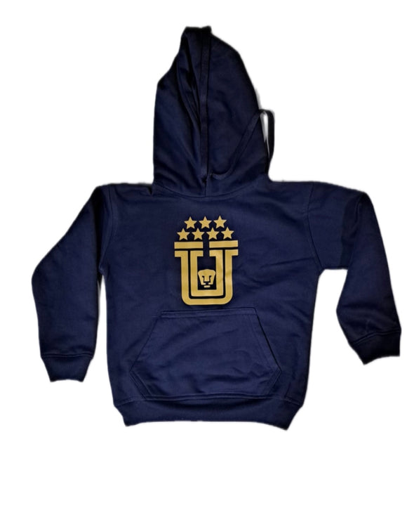 TIRANDO ROSTRO – PUMAS – SUDADERA INFANTIL – NAVY GOLD – NIÑO – PRODUCTO OFICIAL
