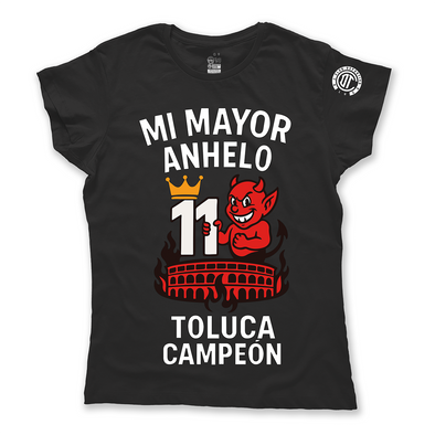 Playera-Tirando Rostro–Mi Mayor Anhelo 11 Toluca Campeón Negro-Dama