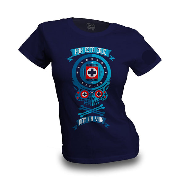 Playera-Cruz Azul-Calavera Outlet-Dama